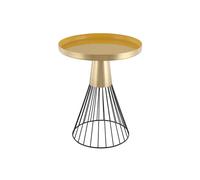 Table d'appoint ronde en acier laqué moutarde et doré D41 cm SPLEEN