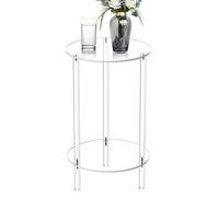 Table d'appoint ronde en acrylique transparent - Petite table d'appoint ronde transparente en acrylique | Petite table ronde en acrylique pour salon, chambre à coucher, salle de bain