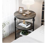 Table d'appoint ronde en bois à 3 étages - Table basse de style industriel- 45 x 45 x 60 cm