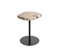 PEGANE Table d’appoint Ronde en Bois Massif d’Acacia et métal Noir - Diamètre 40 x Hauteur 50 cm