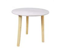 Table d'appoint ronde en bois Spetebo, 30 x 30 cm, blanche, avec plateau laqué taupe, pour salon, cuisine ou salle de classe, démontable, résidentielle