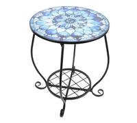 Table D'appoint Ronde en Fer, Table D'appoint Décorative pour Jardin, Basse Extérieure avec Rangement Double Couche pour Jardin, Balcon, Utilisation Intérieure et Extérieure (C)