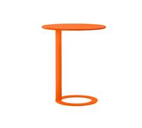 Table d'appoint ronde en forme de C avec cadre en métal pour salon, chambre à coucher et petits espaces, table basse ronde avec finition orange mate, canapé et table de chevet pour ordinateur portable