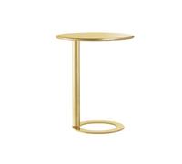Table d'appoint ronde en forme de C pour salon, table de chevet ou canapé, table basse ronde avec cadre en métal, parfaite pour les petits espaces, design moderne et élégant (48 x 56 cm, noir brillant