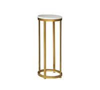 Table D'appoint Ronde en Marbre De 60 Cm De Haut, Table De Chevet Moderne avec Cadre en Métal Doré, Idéale pour Le Salon, Le Balcon Ou Le Couloir.