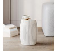 Table d'appoint ronde en métal blanc rayé d26 cm - nello