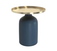 Table d'appoint ronde en métal bleu et laiton D45 cm - Lyne - Rendez-Vous Déco