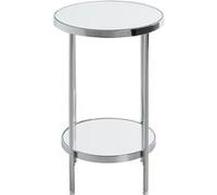 Table d'appoint ronde en métal chromé et verre - diamètre 29 x hauteur 46 cm - -
