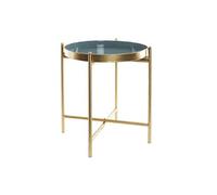 Table d'appoint ronde en metal coloris dore - diametre 33 x hauteur 40 cm --