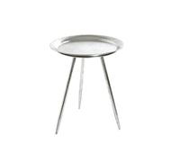 Table d'appoint ronde en métal laqué argent - Diamètre 38 x Hauteur 47 cm --