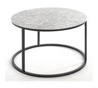 Table d'appoint ronde en métal noir et aluminium argenté - diamètre 59 x hauteur 37 cm - PEGANE - G