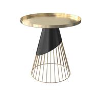 Table d'appoint ronde en métal noir et plateau laiton D45 cm - Corry - Rendez-Vous Déco