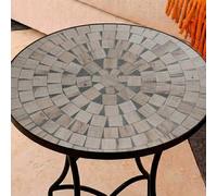 Table d'appoint Ronde en mosaïque pour Jardin et terrasse avec Pieds en Fer forgé antirouille, Petite Table décorative pour extérieur et intérieur, Ø60 x 71 cm, modèle Westminster