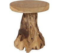 Table d'appoint ronde en teck massif 40 x 45 cm | BURI, Non traité, bois véritable, rustique, table de salon, table de chevet, tabouret pour plantes, pièce unique
