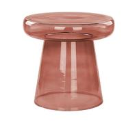 Table d'Appoint Ronde en Verre Teinté Rouge 39 cm Diamètre Moderne Caldera