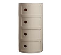 Table d'appoint ronde étroite avec tiroirs et porte coulissante, armoire de salle de bain compacte et table de chevet pour salon, chambre à coucher, cuisine - Meubles d'accent beige