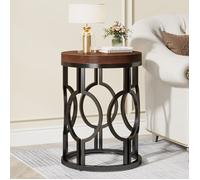 Table d'appoint ronde - LITTLE TREE - Little Tree - 45×45×60 cm - Cadre métal creux - Marron rustique