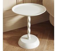 Table D'appoint Ronde Moderne Finition Mate Petite Table Basse D'appoint pour Salon Chambre Canapé Coin Piédestal Table D'appoint pour Petits Espaces,White d