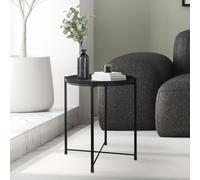 ML-Design Table d'Appoint Ronde Ø 45 x H 52 cm, en Métal, Noir, avec Plateau Amovible,