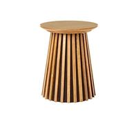 DUBLIN - Table d'appoint Ronde Pied Central Relief MDF Placage Chêne clair - Altobuy Marron