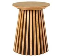 DUBLIN - Table d'appoint Ronde Pied Central Relief MDF Placage Chêne clair - Altobuy Marron