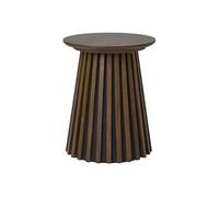 DUBLIN - Table d'appoint Ronde Pied Central Relief MDF Placage Chêne fumé -