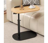 Table d'appoint ronde pivotante à 360° avec cadre en métal robuste et plateau de baignoire moderne pour canapé-lit et fauteuil inclinable (marron)