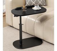 Table d'appoint ronde pivotante à 360° en hauteur réglable pour canapés et baignoires modernes avec support en métal robuste Noir