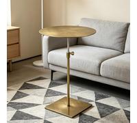 Table d'appoint ronde pour canapé - Hauteur réglable | Table de salle à manger en acier inoxydable doré, table de bar ronde moderne pour petit espace, pour café, bistro, cour, salon(Top 35cm)