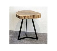 Table d'appoint rondelle de bois 45x45x50 cm en acacia et acier