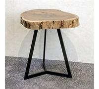 Table d'appoint rondelle de bois 45x45x50 cm en acacia et acier Bois