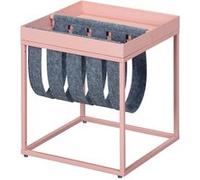 STACIO - Table d'Appoint Rose avec Porte-Brochure -