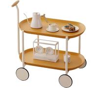 Table d'appoint roulante à 2 niveaux avec roulettes, espace ouvert, design minimaliste pour salon, chambre à coucher, bureau