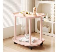 Table d'appoint roulante à roulettes - Table d'appoint étroite pour salon et chambre à coucher - Plateau TV polyvalent en plastique avec compartiments de rangement
