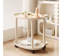 Table d'appoint roulante à roulettes - Table d'appoint étroite pour salon et chambre à coucher - Plateau TV polyvalent en plastique avec compartiments de rangement