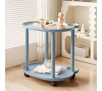 Table d'appoint roulante à roulettes - Table d'appoint étroite pour salon et chambre à coucher - Plateau TV polyvalent en plastique avec compartiments de rangement