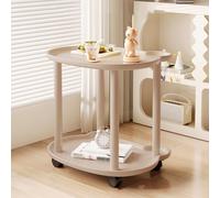 Table d'appoint roulante à roulettes - Table d'appoint étroite pour salon et chambre à coucher - Plateau TV polyvalent en plastique avec compartiments de rangement