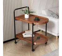 Table d'appoint roulante avec étagère de rangement - Table d'appoint mobile polyvalente pour salon, canapé et salle à manger