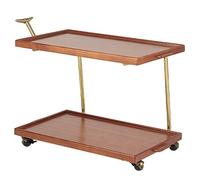 Table d'appoint roulante en bois marron à 2 niveaux avec poignée en forme de C, table centrale mobile pour salon et chambre à coucher, chariot de rangement polyvalent sur roulettes