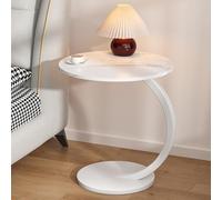 Table d'appoint roulante en Forme de C avec Plateau Rond, Style Vintage Noir et Or, idéale pour Ordinateur Portable, Parfaite pour Le Bureau et la Maison. Meuble d'appoint élégant pour Petit