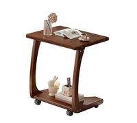 Table d'appoint roulante pour petits espaces, plateau TV en bois massif avec roulettes pivotantes à 360°, sous le canapé, bureau mobile pour ordinateur portable, design compact