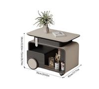 Table D'appoint Rustique Table Basse de Balcon, Chariot, canapé d'appoint, Mobile, relevable et rotative, for Salon, Maison, Petit Appartement, Cuir Selle Table De Bout pour Le Salon