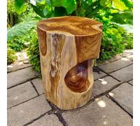 Table d'appoint Salavan en Bois de Racine - Tabouret en Teck Massif de 42 cm - Convient comme Support de Fleurs ou Table de Chevet pour Le Salon