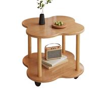 Table D'appoint Salon avec Roues Verrouillables Roulante, Table Basse À 2 Niveaux Forme Géométrique pour Canapé, Chambre À Coucher Dortoir Bureau(Multi-Colored,50 * 50 * 48cm)