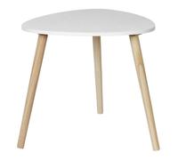 Home Deco Factory – Table d'appoint Shelly Blanche – Scandinave, plateau triangulaire, pieds bois