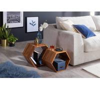 Table d'appoint (set de 2) FineBuy Table de salon en bois massif Petite table