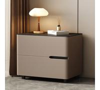 Table D'appoint Simple Et Moderne, Table De Chevet sans Installation, Meuble De Rangement Au Sol en Cuir(Light Brown,50cm)