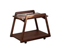 Table d'appoint simple rétro en bois massif chariot table d'appoint, support de plantes avec étagère ouverte à 2 niveaux, table d'appoint de canapé de table basse avec roulettes meubles pour la maison