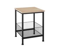 Table basse - TECTAKE - Table d'appoint GRIMSBY en bois et acier avec panier au look industriel 40 x 40 x 55,5 cm - Bois clair/Chêne