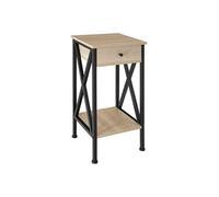 Table basse - TECTAKE - Table d'appoint DAYTON en bois et acier avec 2 plateaux et 1 tiroir 35 x 35 x 70,5 cm - Bois clair/Chêne
